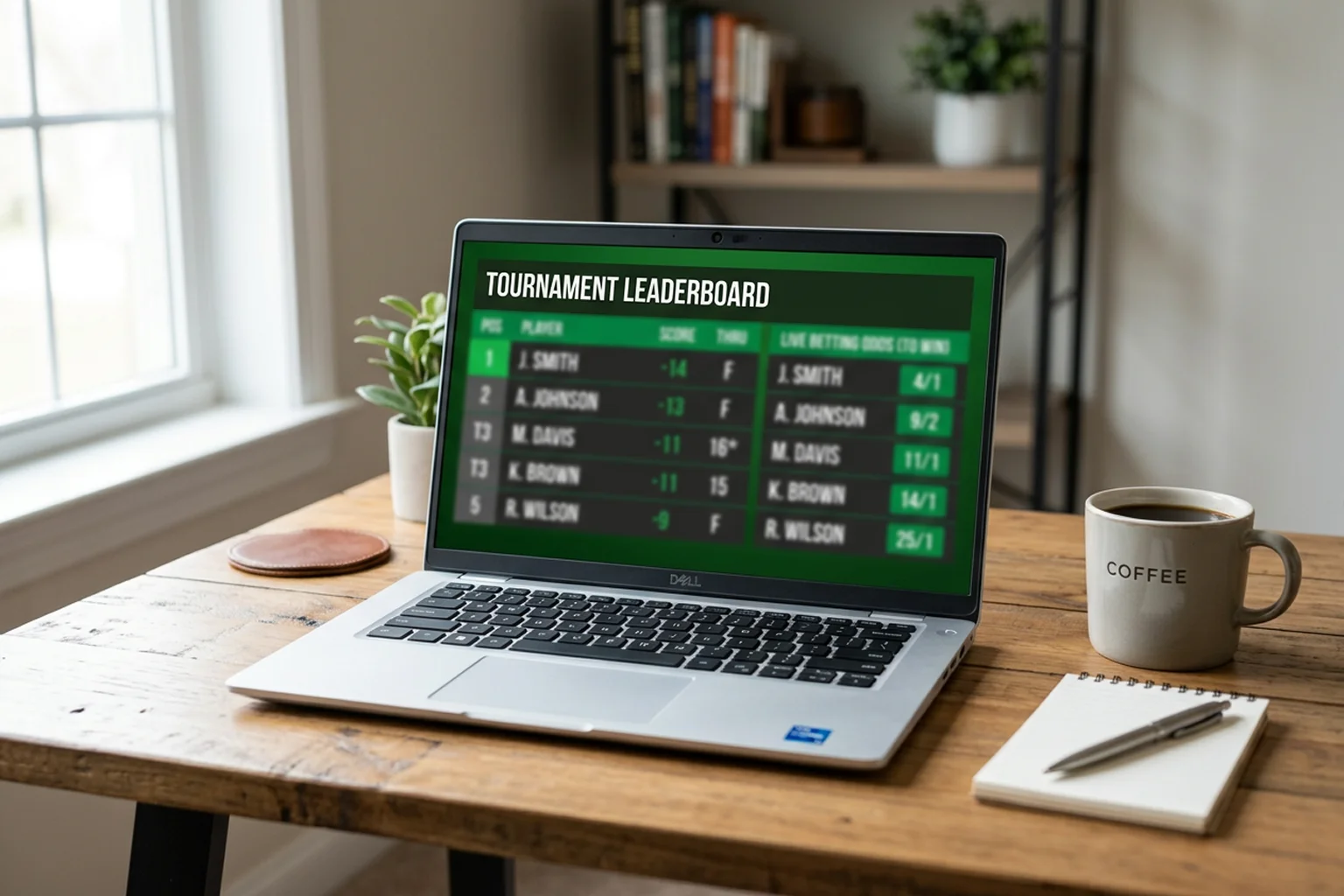 Pantalla mostrando cuotas de golf en torneo profesional